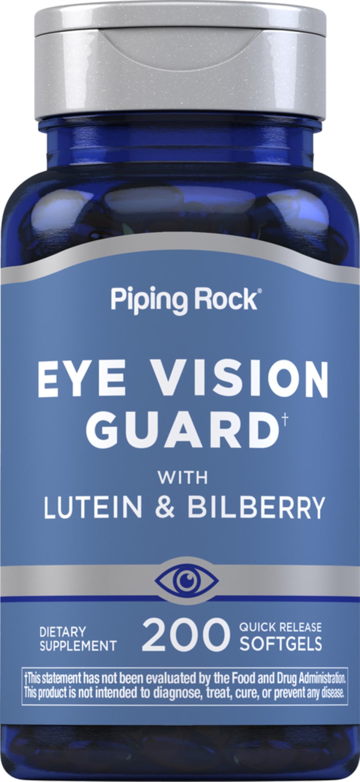 Piping Rock Lutein & Zeaxanthin softgels bottle with Bilberry Extract