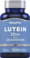 Hero image of Piping Rock Lutein and Zeaxanthin supplement bottle with 20 mg