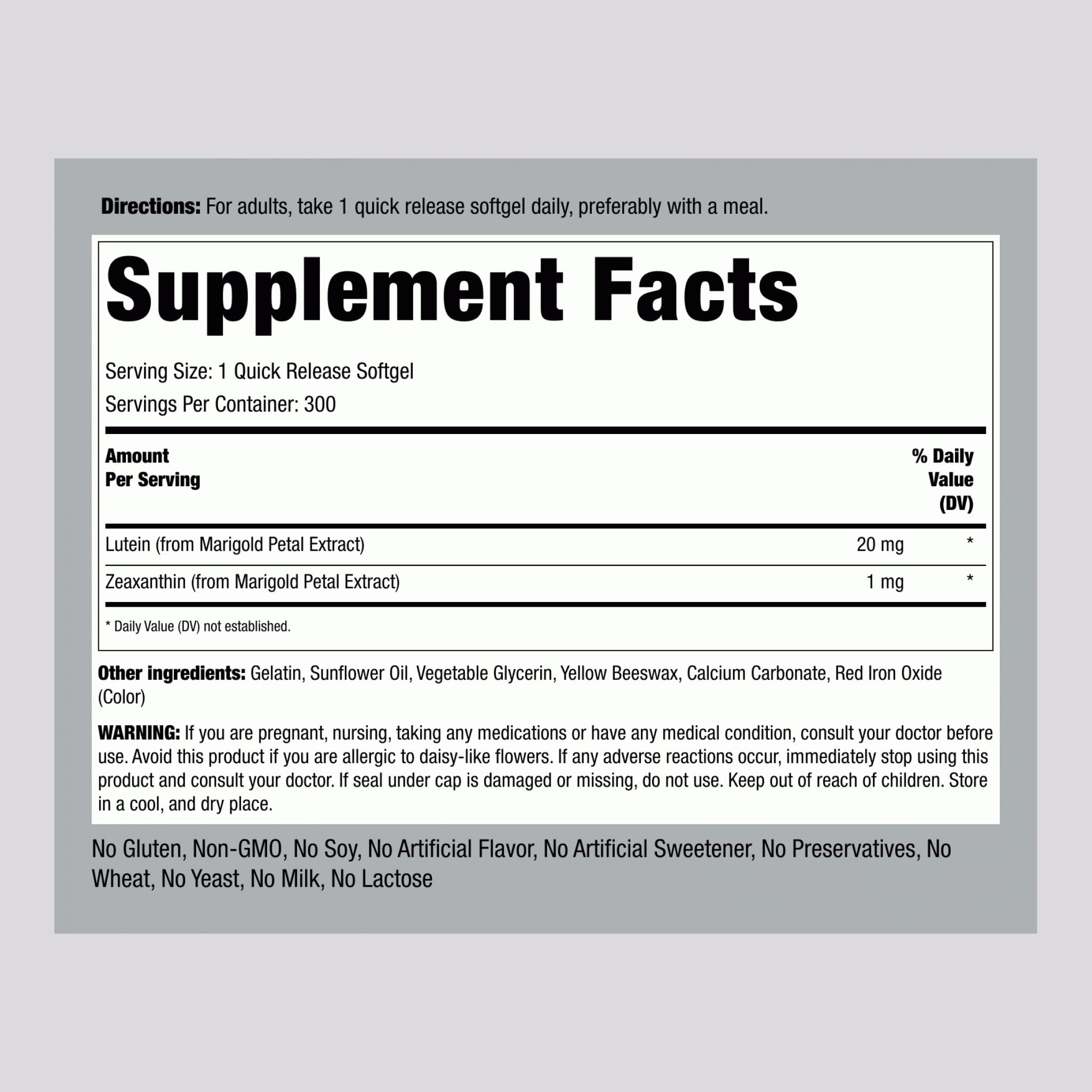 Front view of Piping Rock Lutein and Zeaxanthin bottle