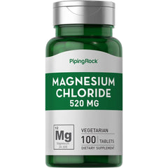 Front view of Piping Rock Magnesium Chloride 520mg bottle - 100 vegetarian tablets