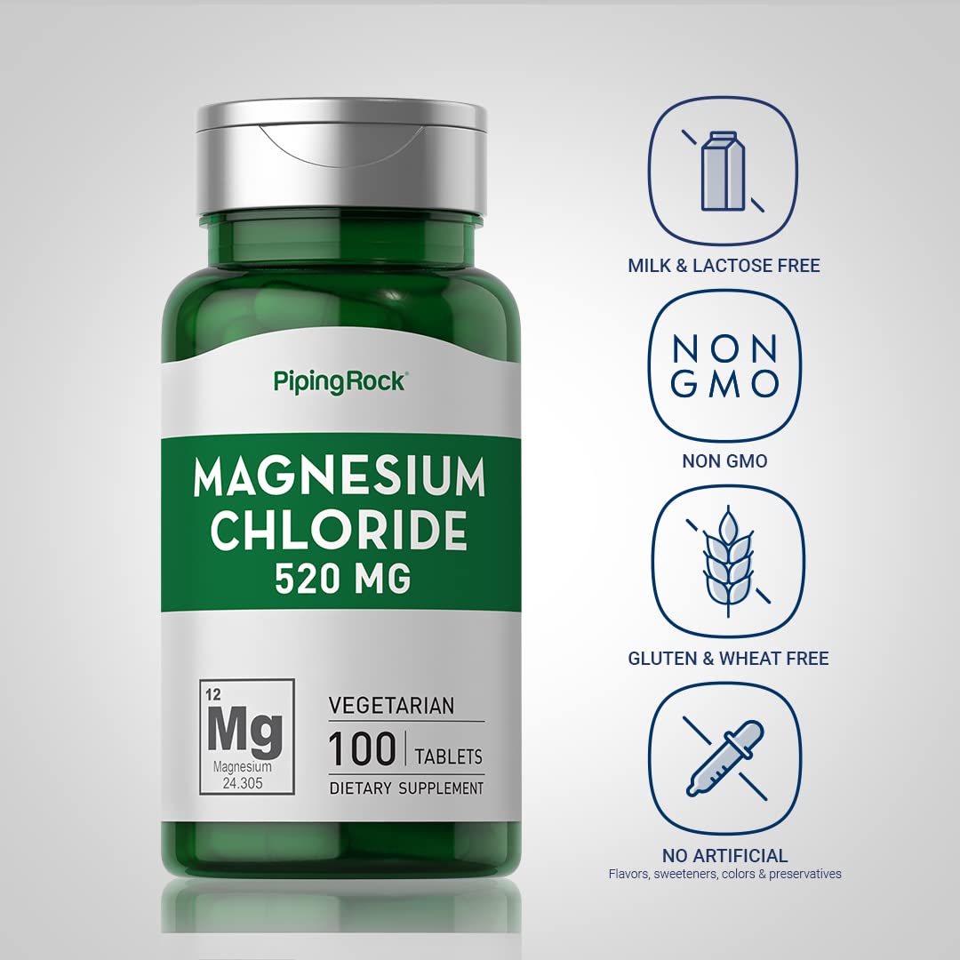 Label close-up for Magnesium Chloride 520mg 100 tablets