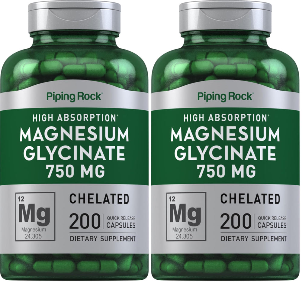 Piping Rock Magnesium Glycinate capsules 750 mg, 200-count, pack of 2