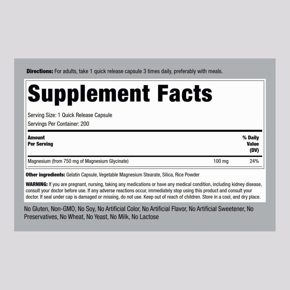 Close-up of quick-release magnesium glycinate capsules