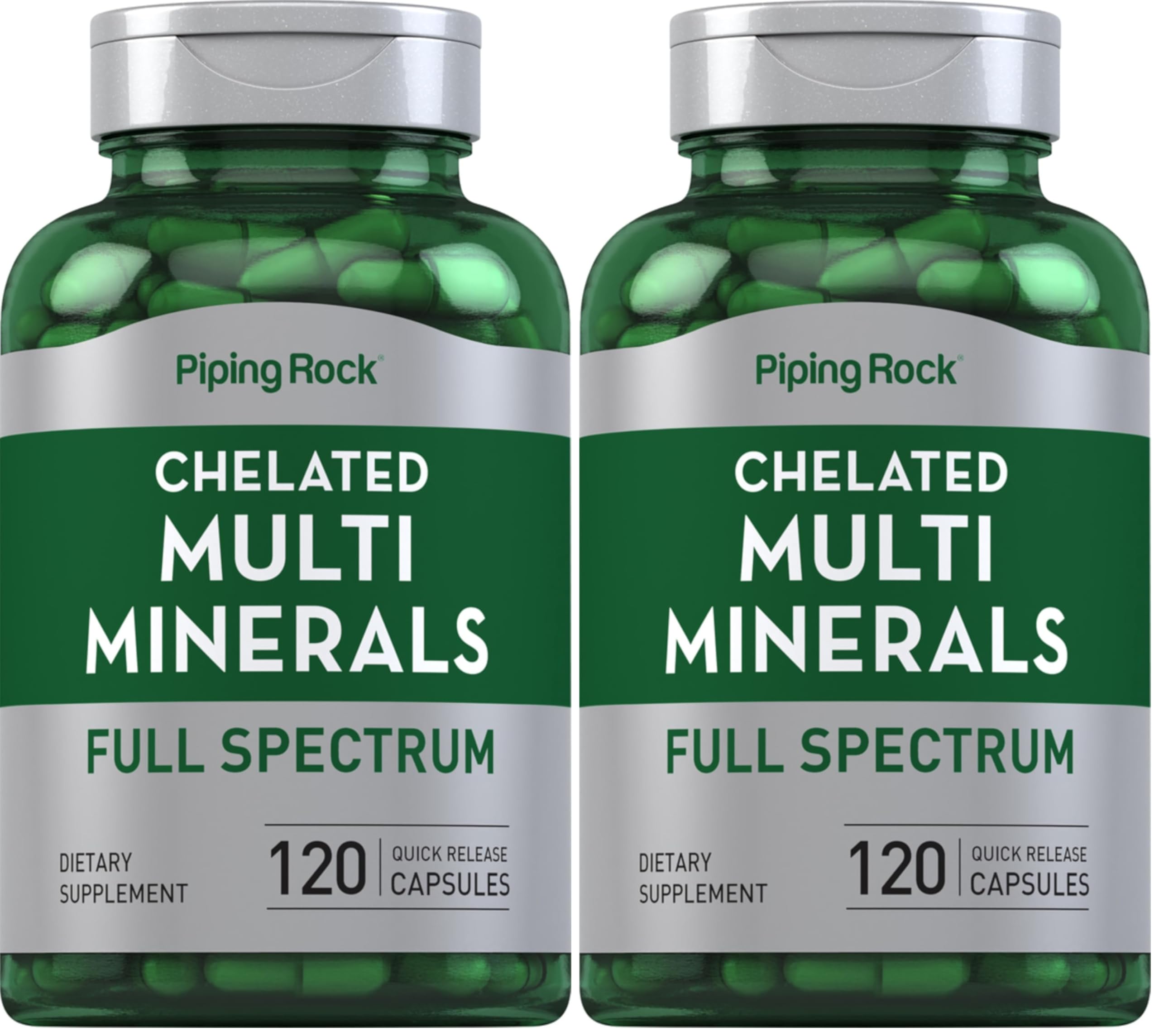 Piping Rock Mega Multi Mineral Chelated Supplement bottle – front view (Pack of 2)