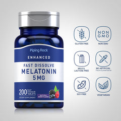 Close-up of berry flavor melatonin 5mg fast-dissolve tablets