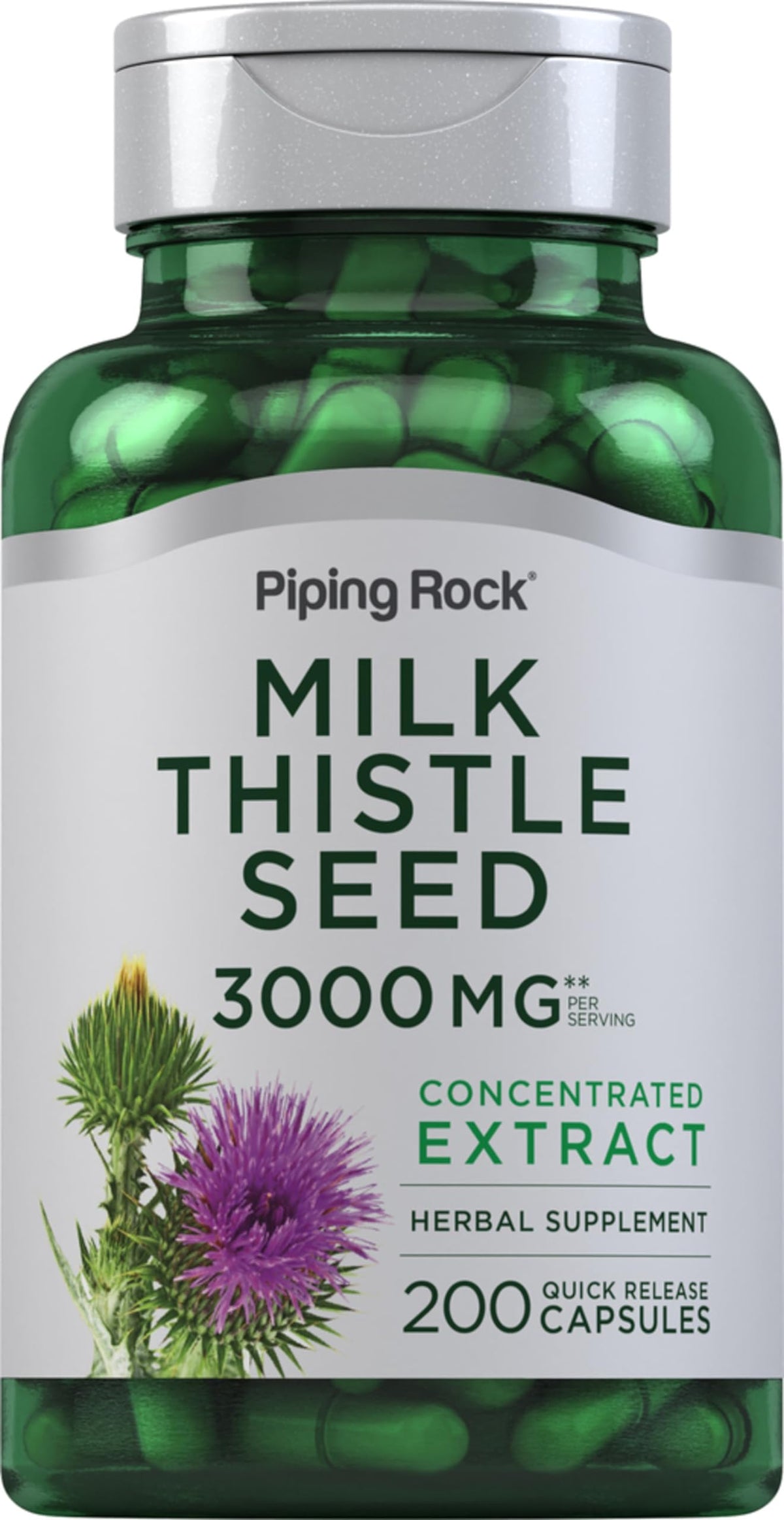 Piping Rock Milk Thistle 3000mg bottle - front view
