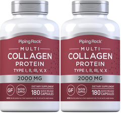 Piping Rock Multi Collagen Protein Capsules bottle label (2-pack)