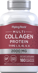 Front view of Piping Rock Multi Collagen Protein Capsules bottle