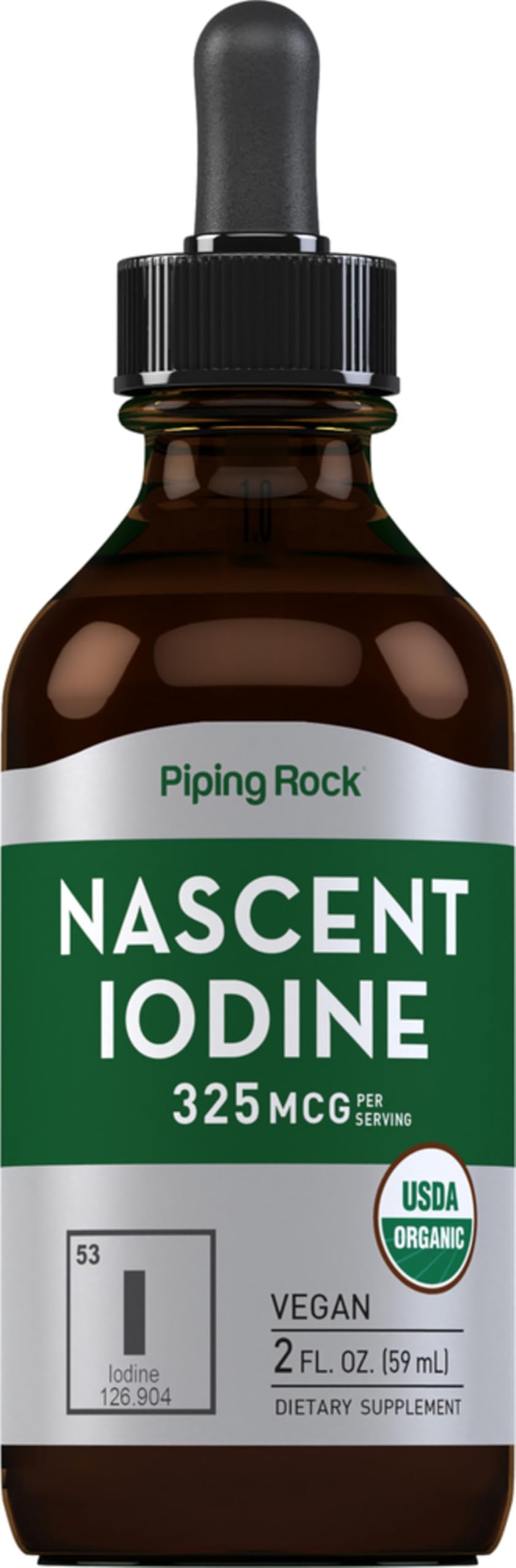 Piping Rock Nascent Iodine Drops Organic bottle front view