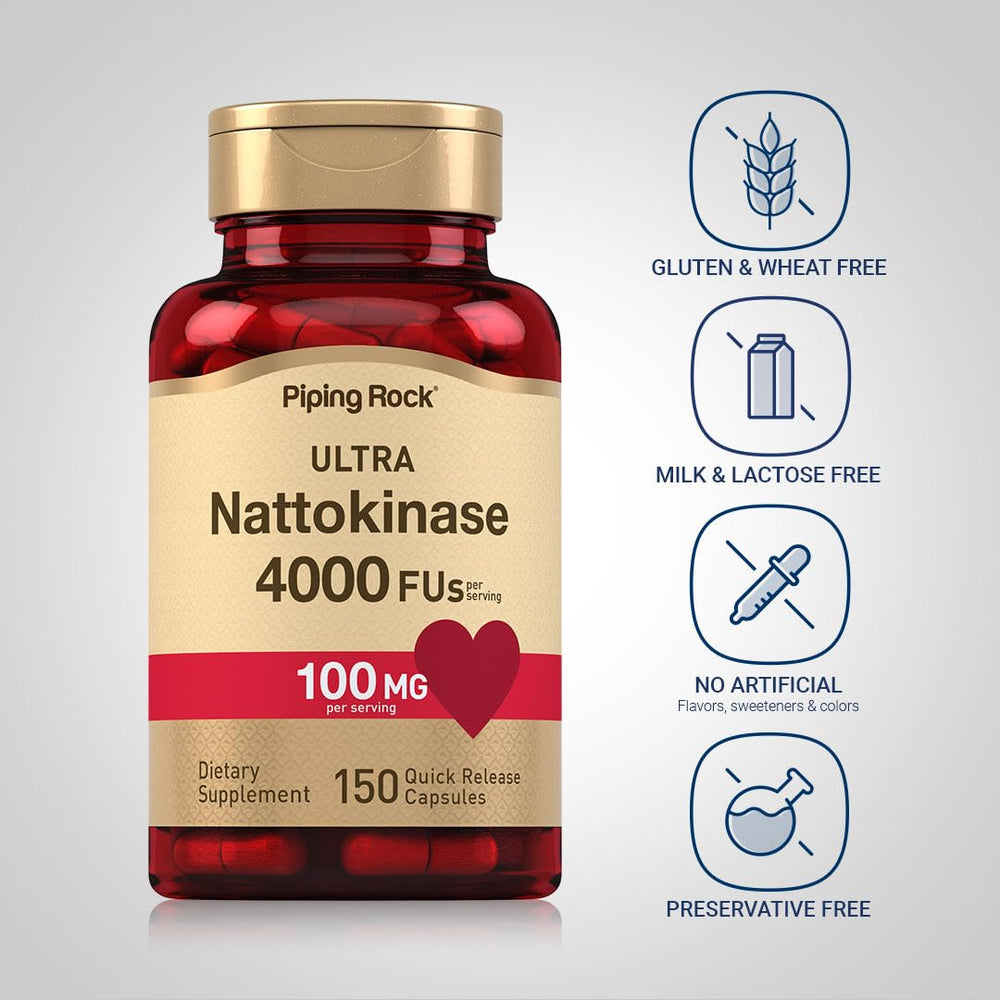 Nattokinase ingredient label showing 100 mg per serving