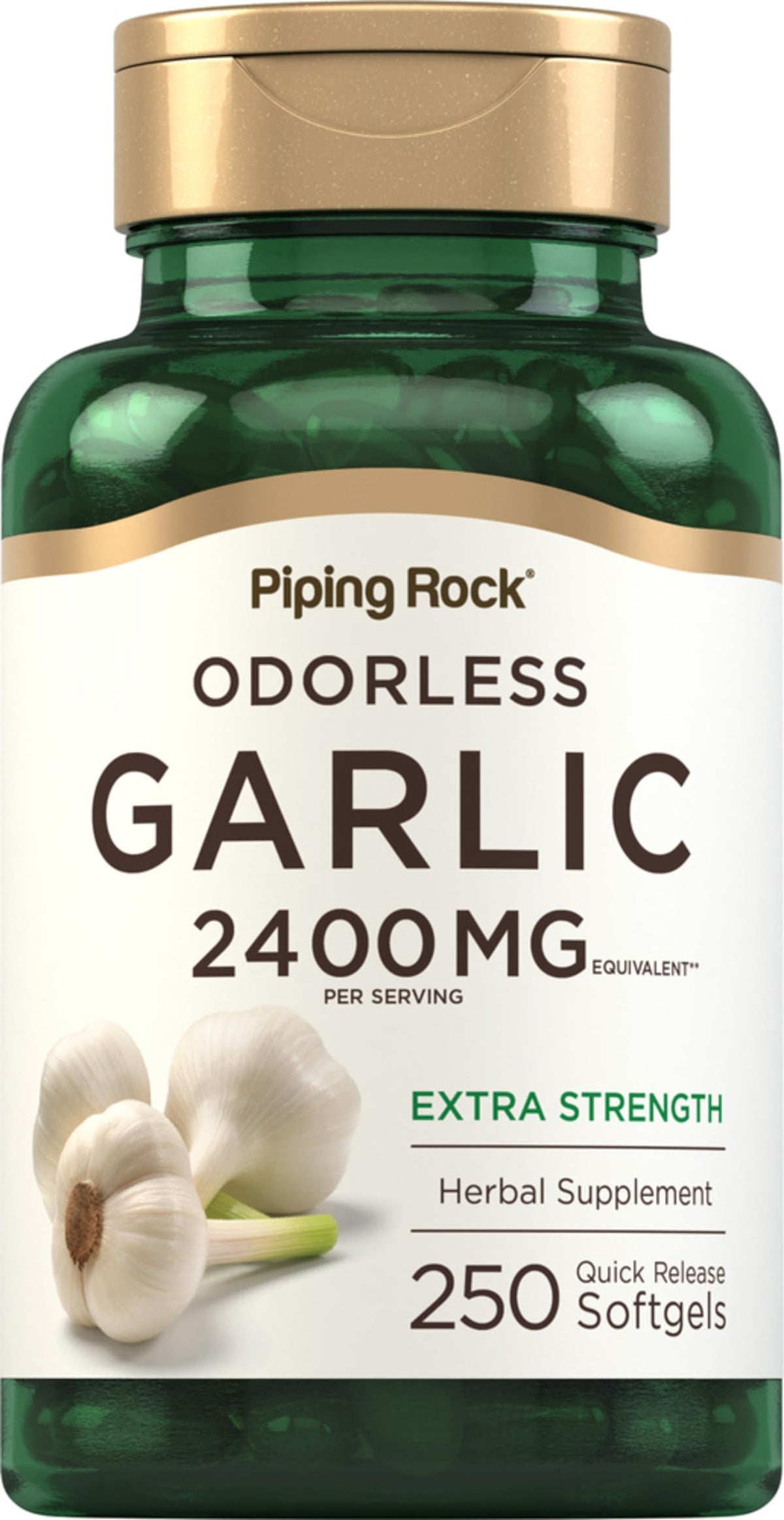 Piping Rock Odorless Garlic 2400mg bottle front view