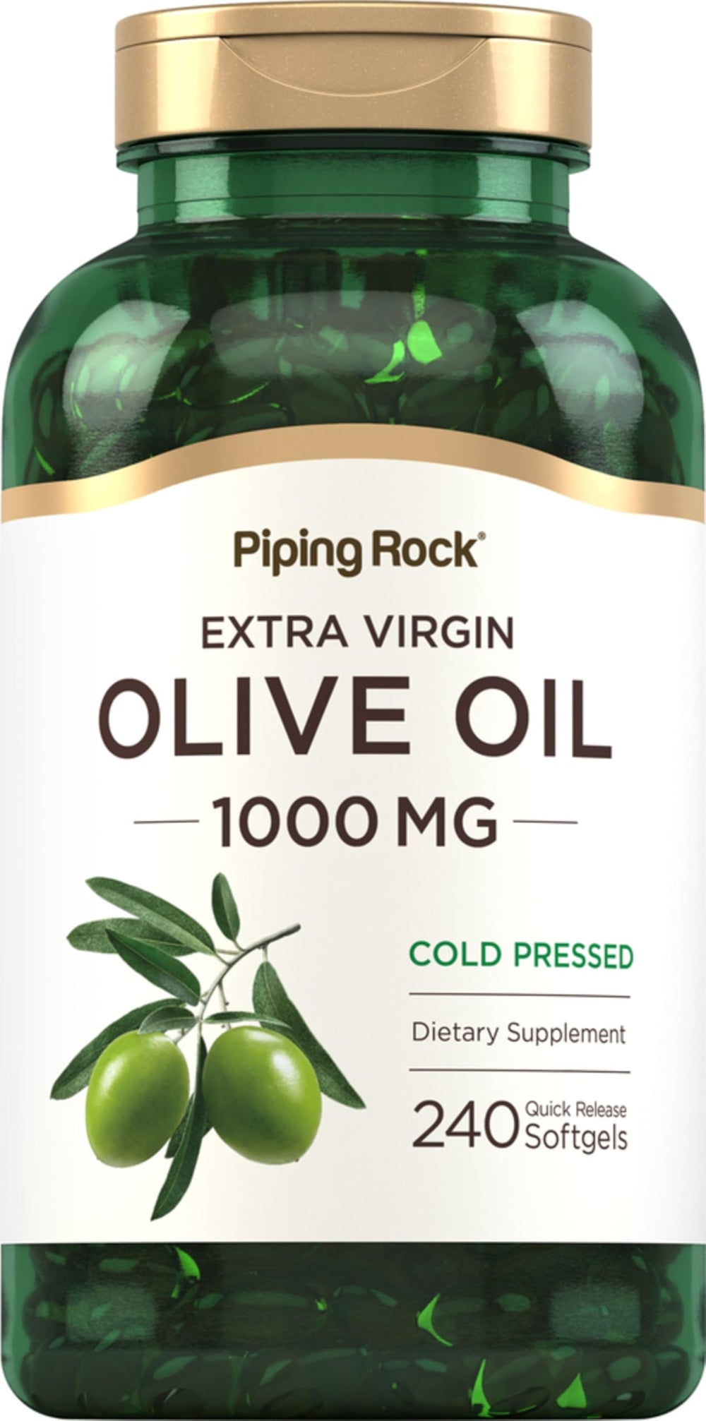 Piping Rock Olive Oil Softgel Capsules bottle labeled 1000mg - 240 softgels