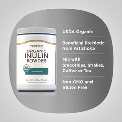 Nutritional information label for Piping Rock Inulin Powder
