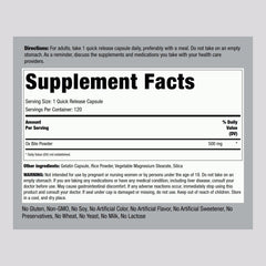 Ox bile supplement ingredients panel showing 500 mg per serving