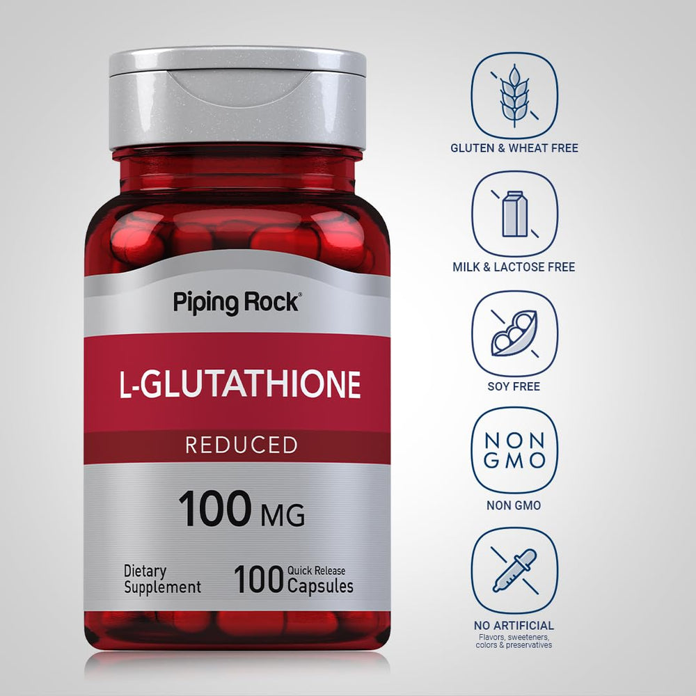 Piping Rock pack-of-2 L-Glutathione bottles signals value and continued supplementation.