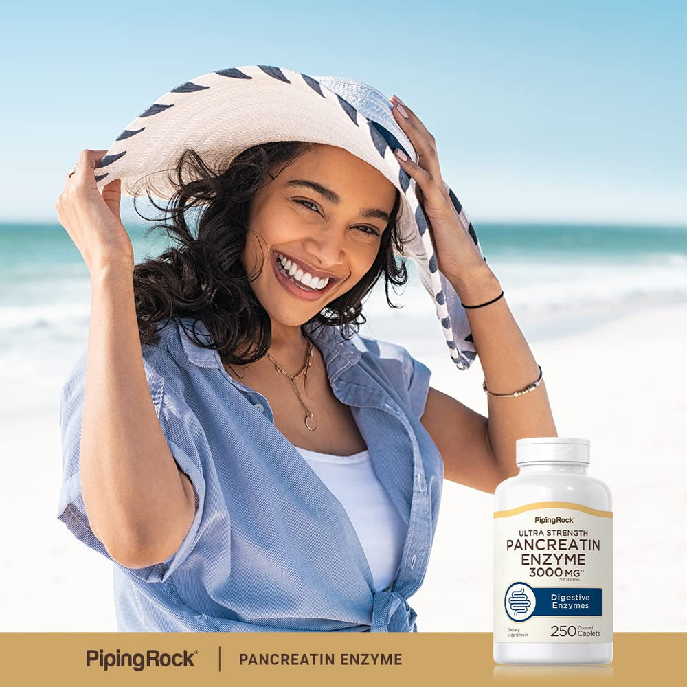 Piping Rock Pancreatin packaging and cap close-up