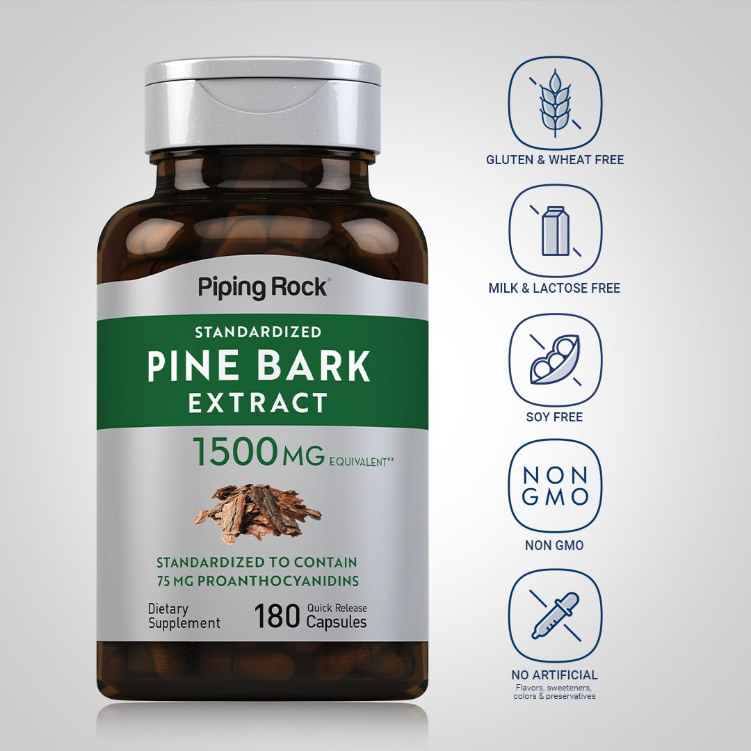 180-count Pine Bark Extract Capsules packaging