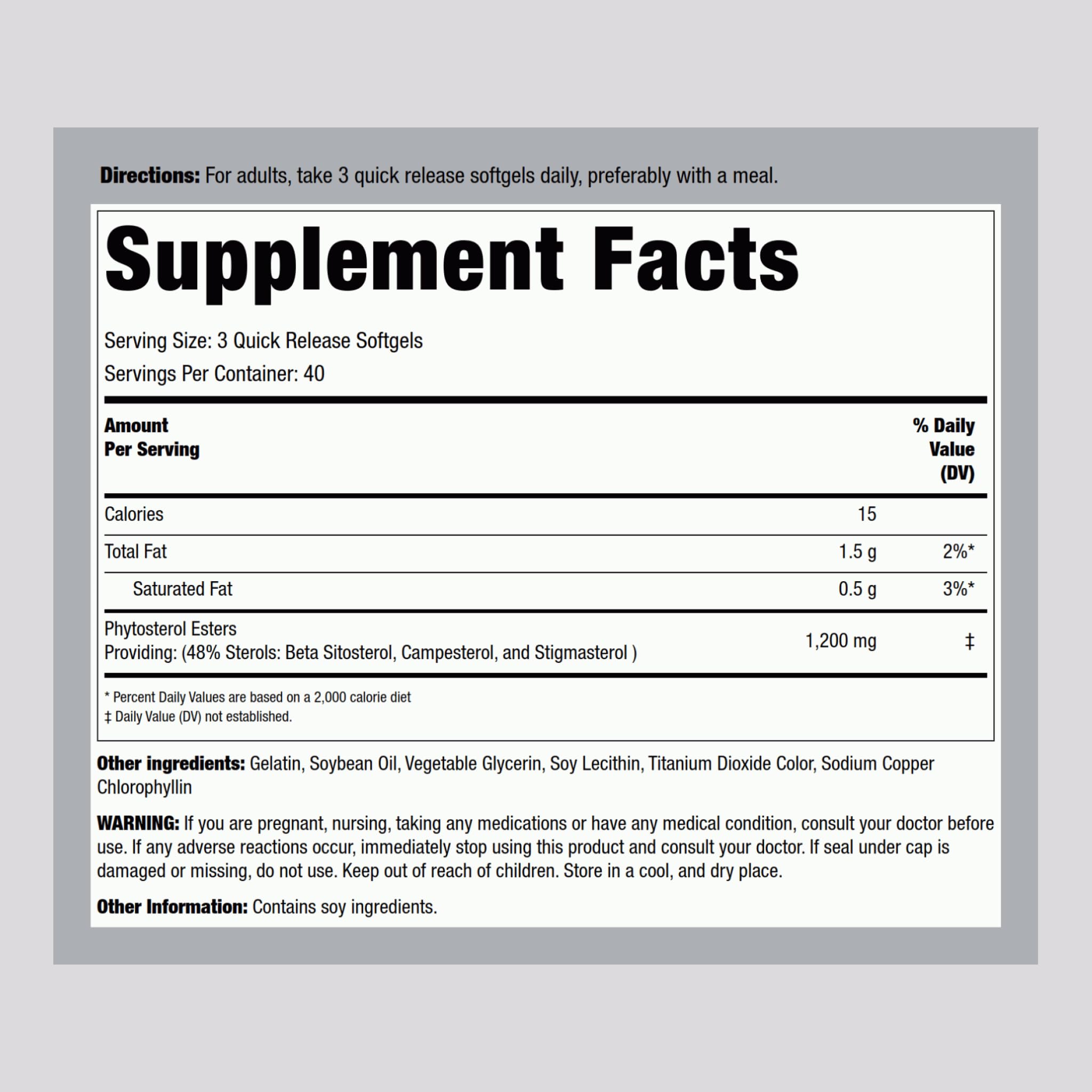 Piping Rock Plant Sterols softgels close-up highlighting easy daily supplementation.
