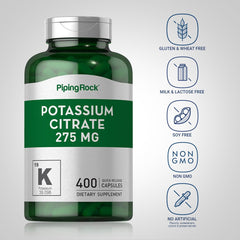 Close-up of 275 mg per capsule potassium citrate content