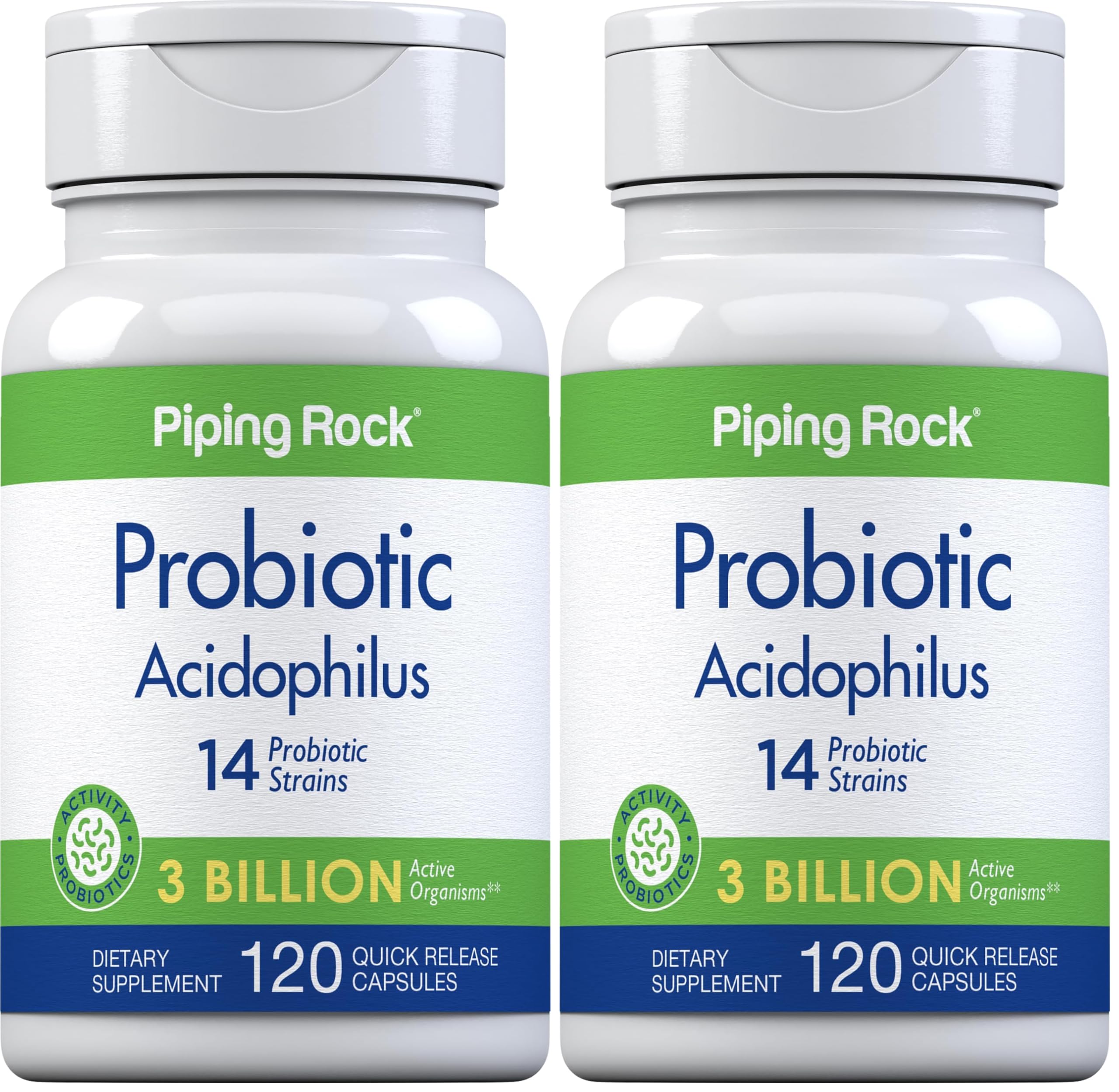 Piping Rock Probiotic Acidophilus bottle front supports daily digestive balance.