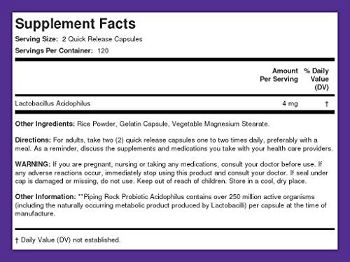 Piping Rock Probiotic Acidophilus pack of 2 emphasizes long-term daily support