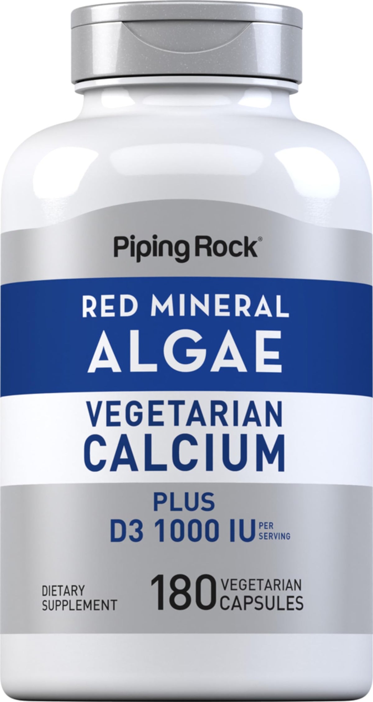 Piping Rock Red Mineral Algae bottle – Vegetarian Calcium, 180 capsules