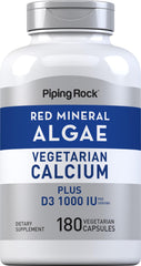 Piping Rock Red Mineral Algae bottle – Vegetarian Calcium, 180 capsules