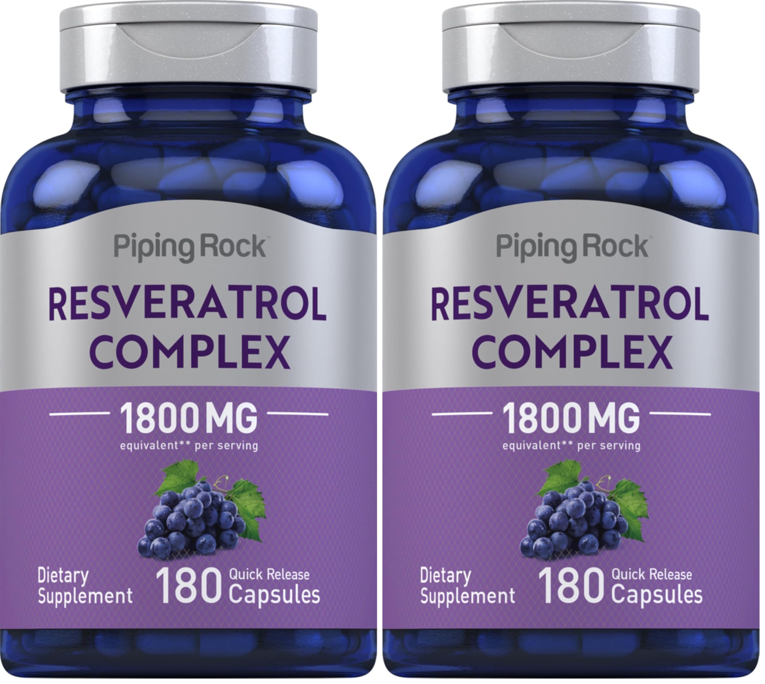 Piping Rock Resveratrol Complex 1800 mg bottle front view