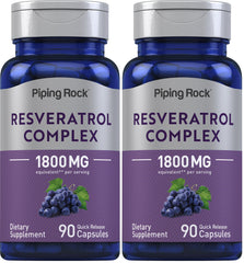 Piping Rock Resveratrol Complex 1800 mg bottle – 90 capsules, Pack of 2