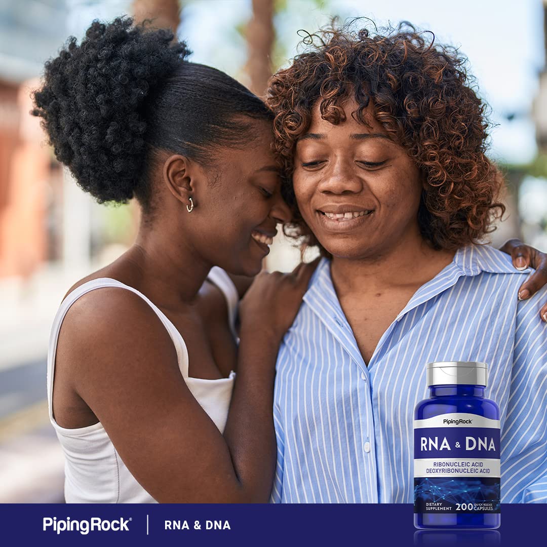 Piping Rock RNA DNA supplement ingredients panel highlights nucleotide complex for daily support.