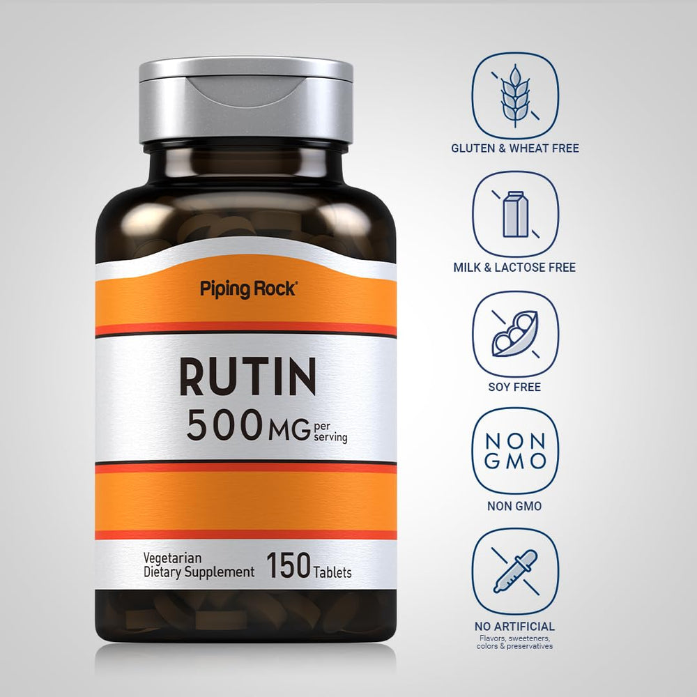 Piping Rock Rutin non-GMO label on packaging supports clean ingredient choices.