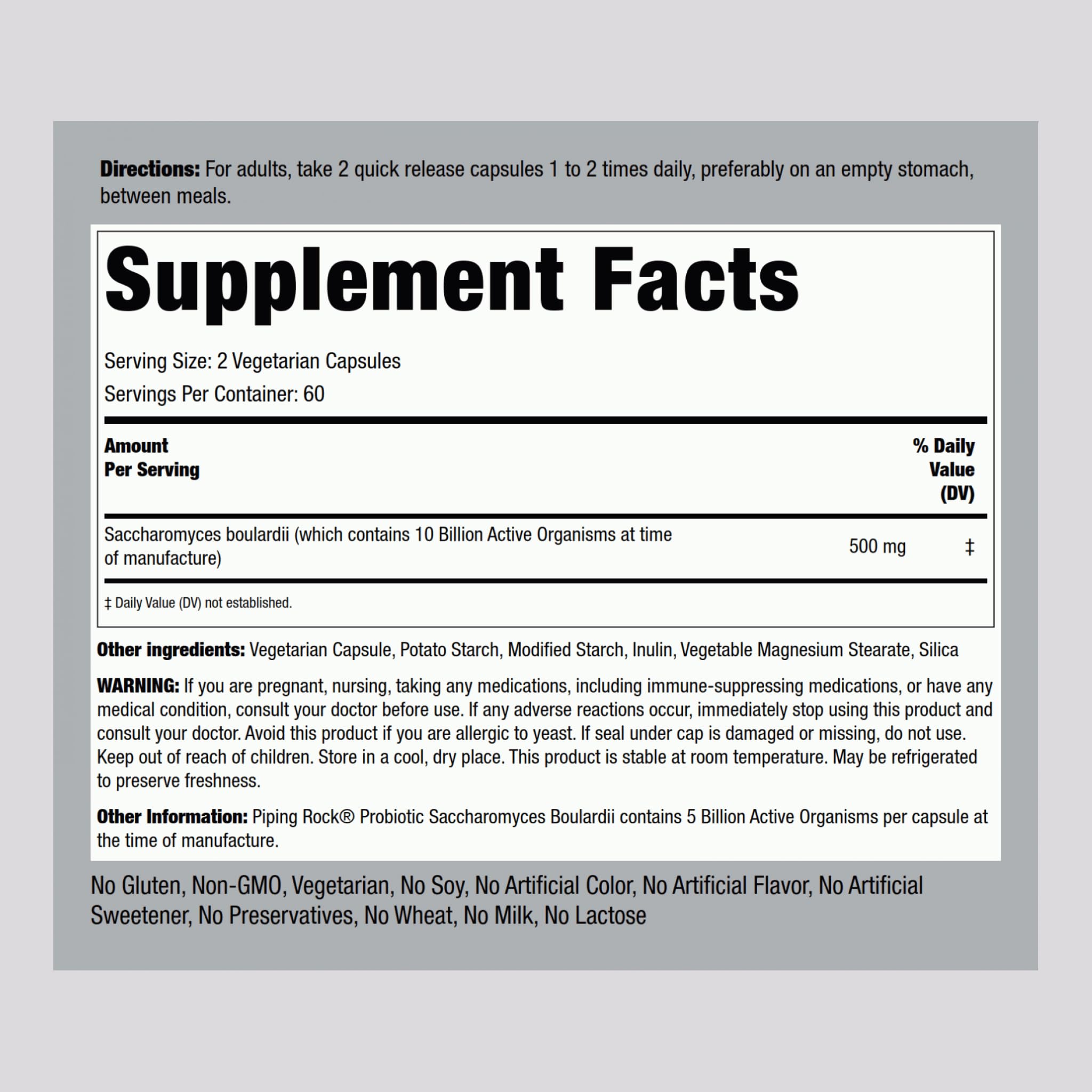 Capsules for Saccharomyces boulardii probiotic