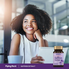 Saffron extract capsules in bottle