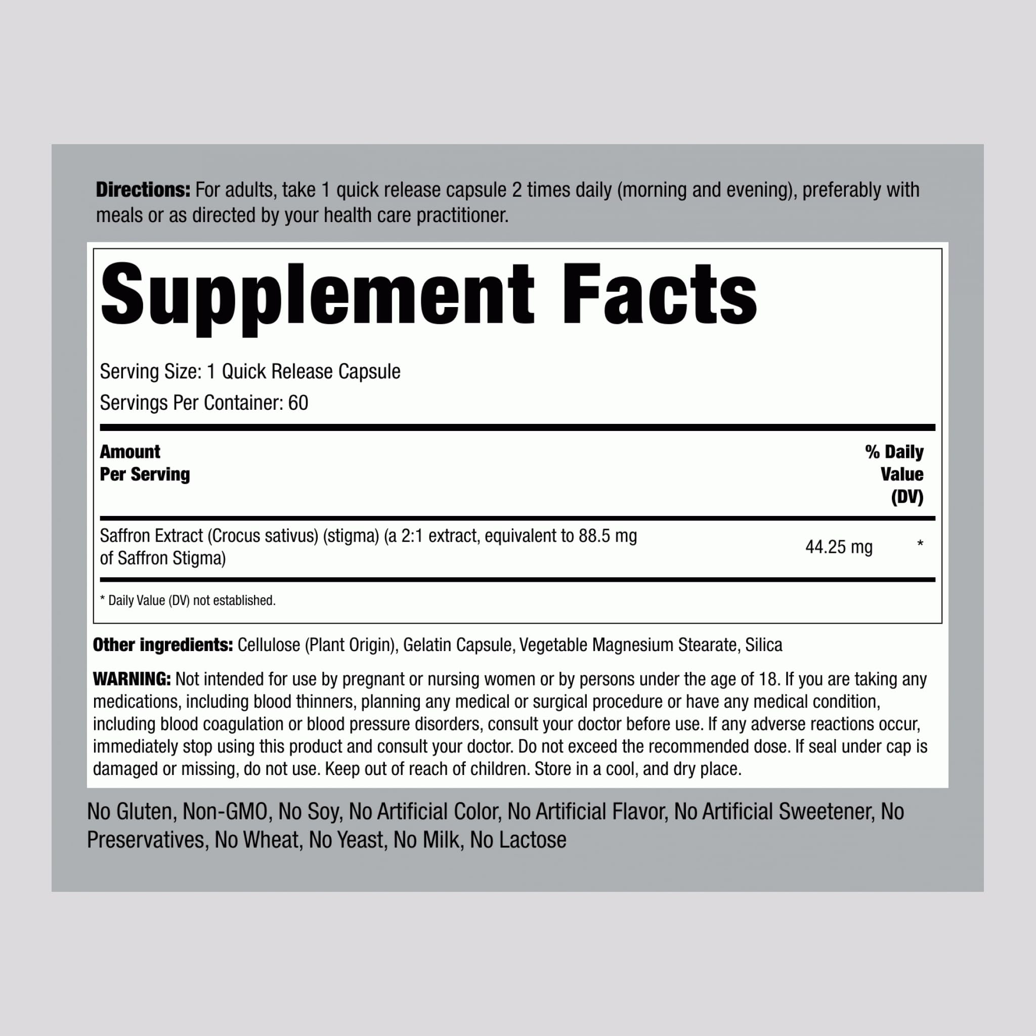 Close-up of saffron extract capsule