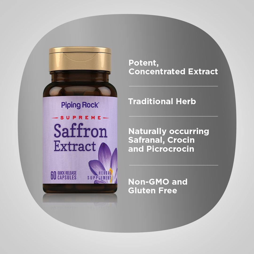 Front view of Piping Rock saffron extract packaging