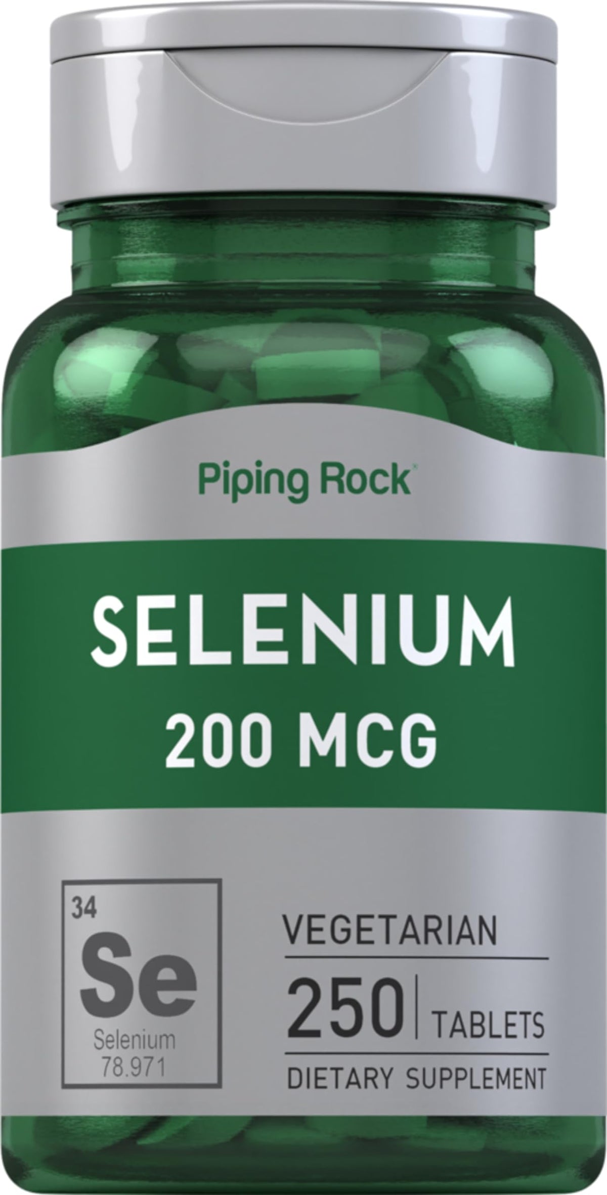 Piping Rock Selenium 200mcg bottle with 250 tablets