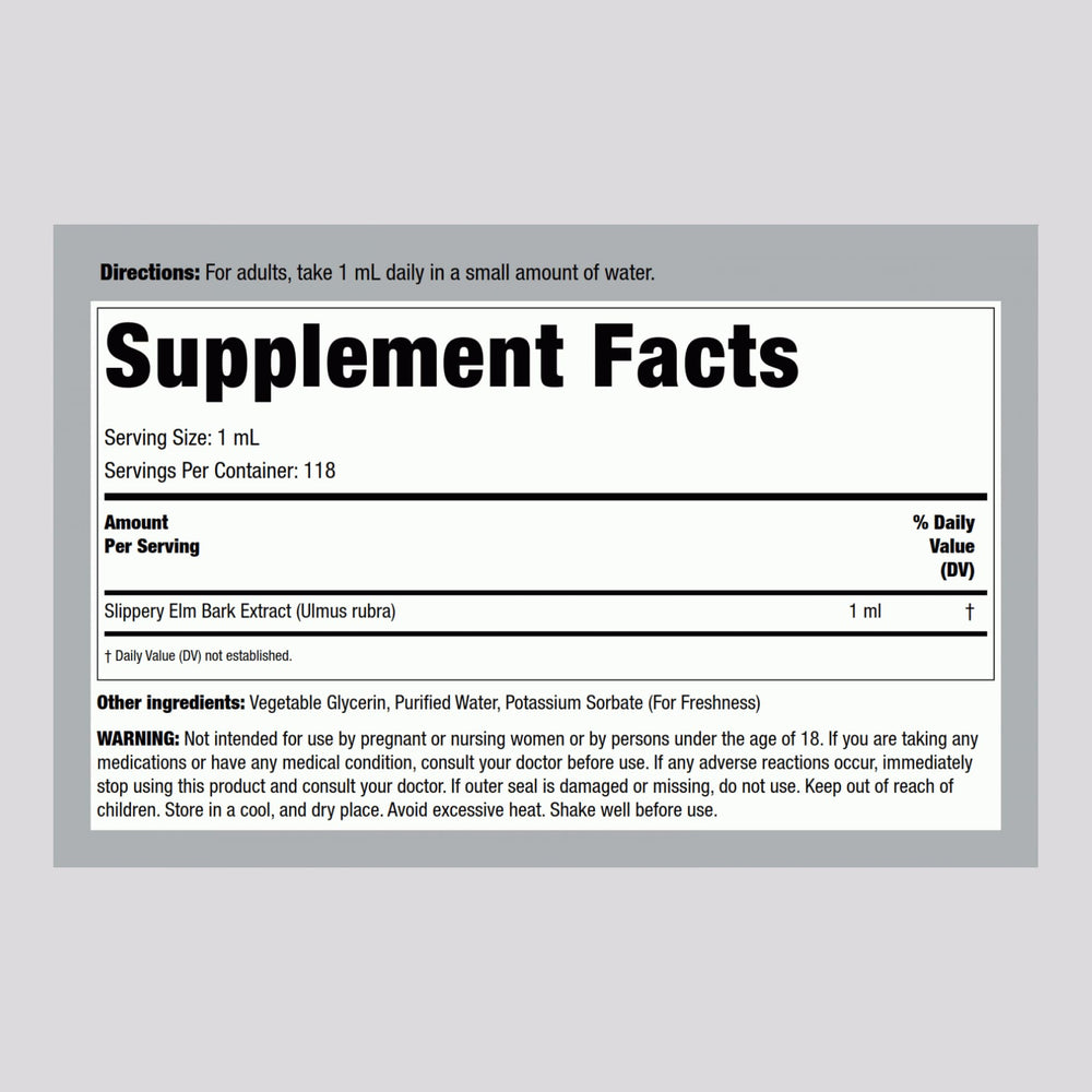 Front view of Piping Rock Slippery Elm Bark Liquid Drops bottle