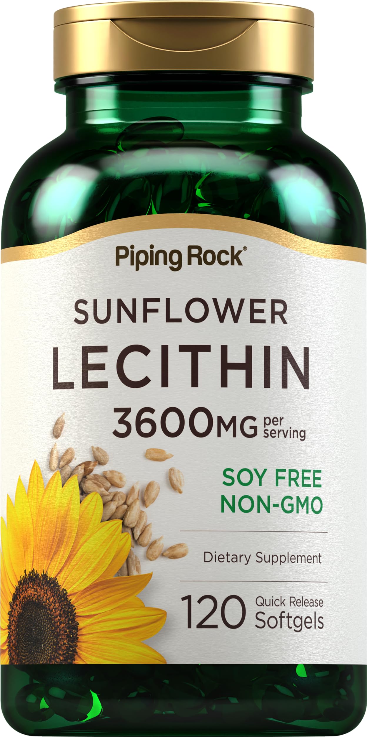 Piping Rock Sunflower Lecithin Softgel Capsules bottle front view