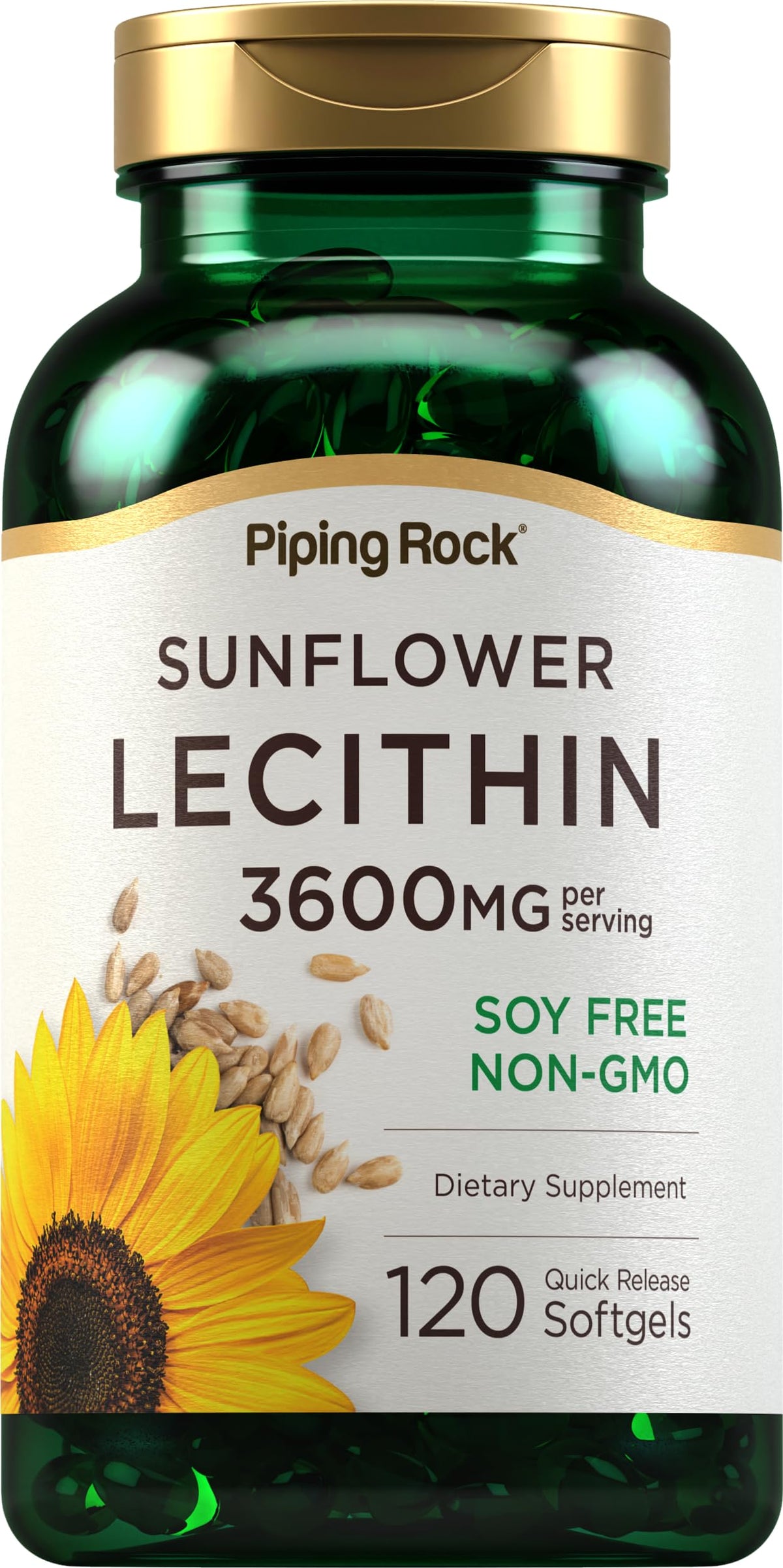 Piping Rock Sunflower Lecithin Softgel Capsules bottle front view