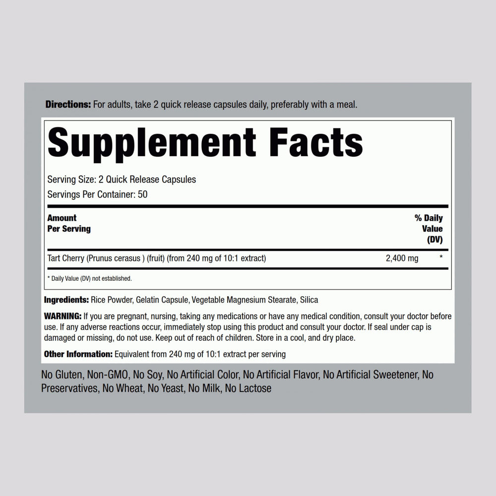 Product label close-up showing 2400 mg per serving
