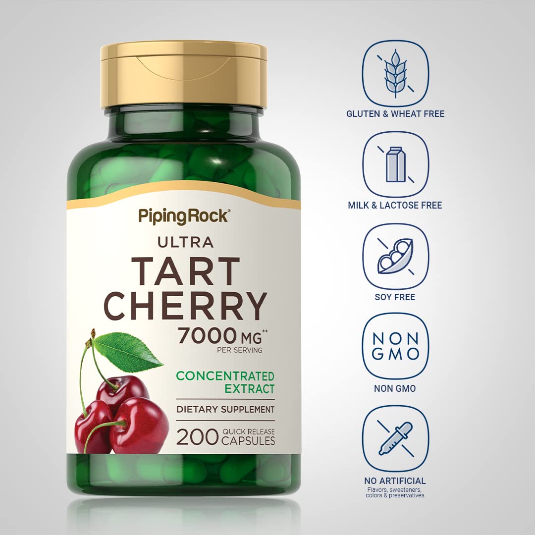 Packaging and label for Piping Rock Tart Cherry Extract Capsules