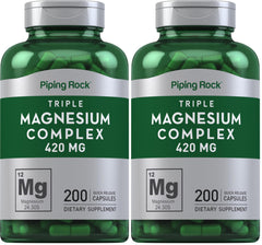 Front label of Piping Rock Triple Magnesium Complex bottle