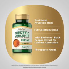 Piping Rock Turmeric Curcumin 1000mg bottle and 90 capsules