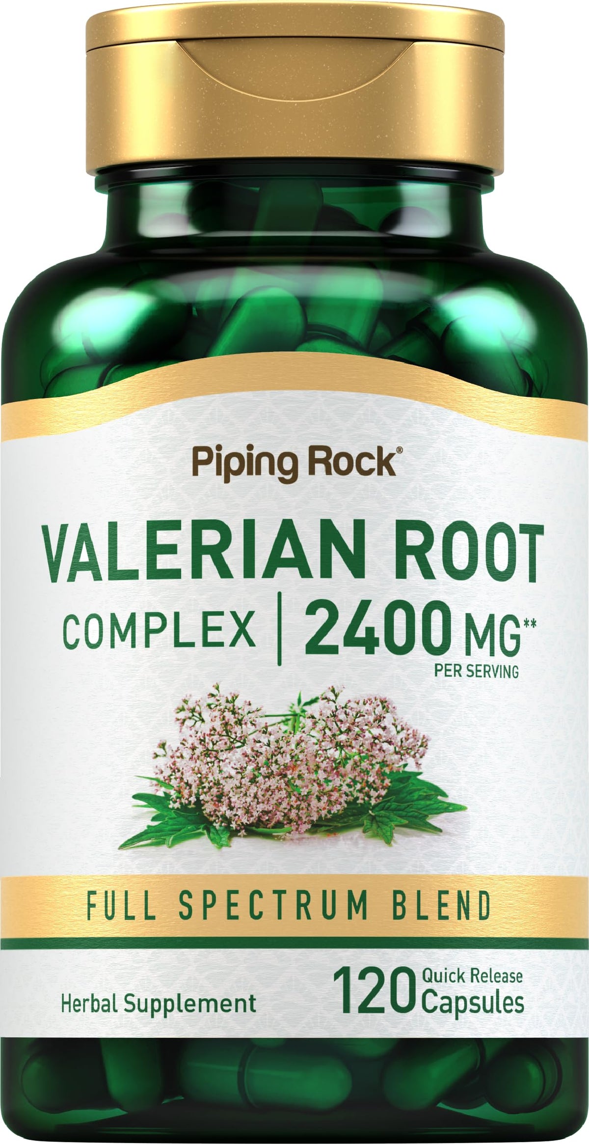 Bottle of Piping Rock Valerian Root Capsules, 120 count