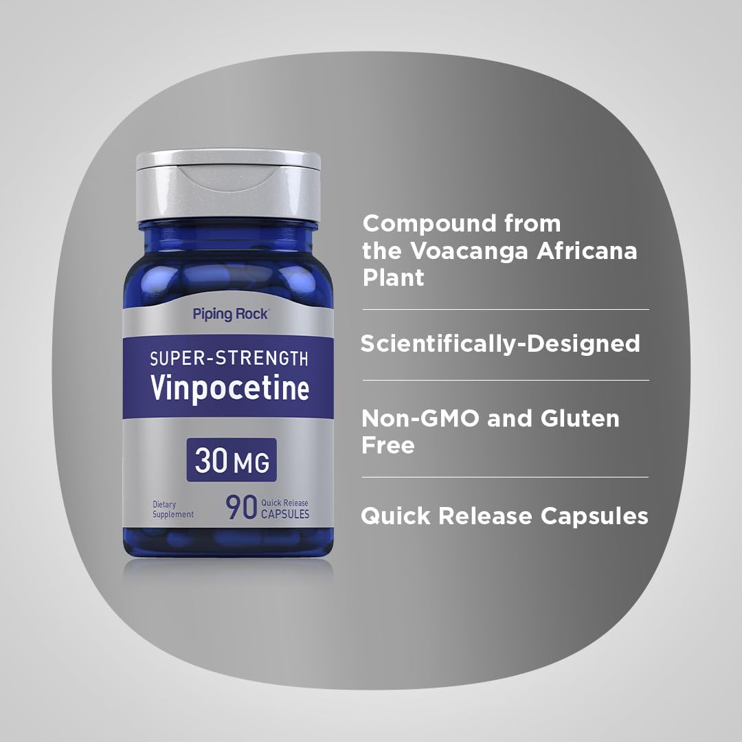 Ingredient panel on Vinpocetine bottle
