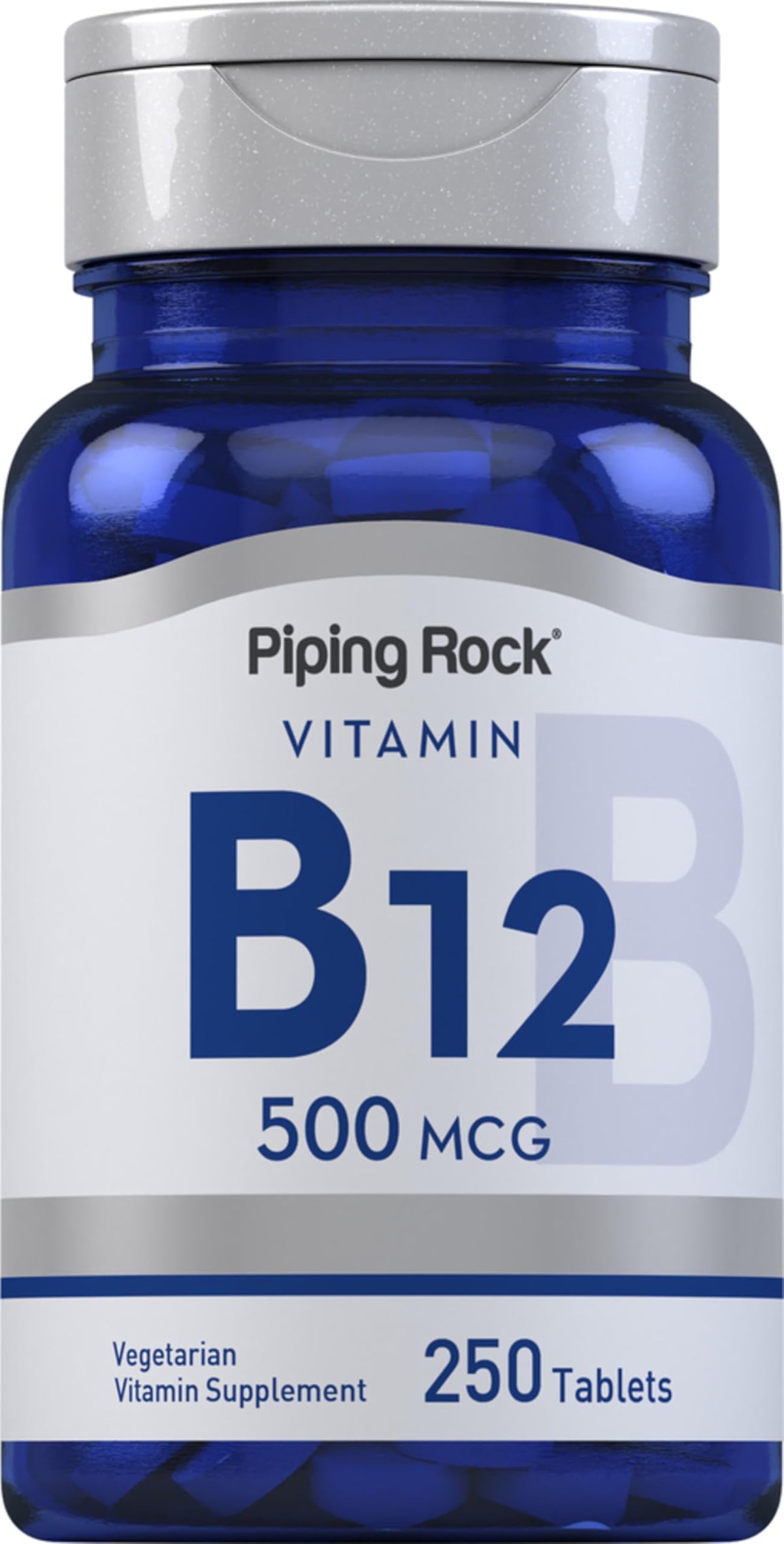 Vitamin B12 500 mcg bottle with 250 vegetarian tablets