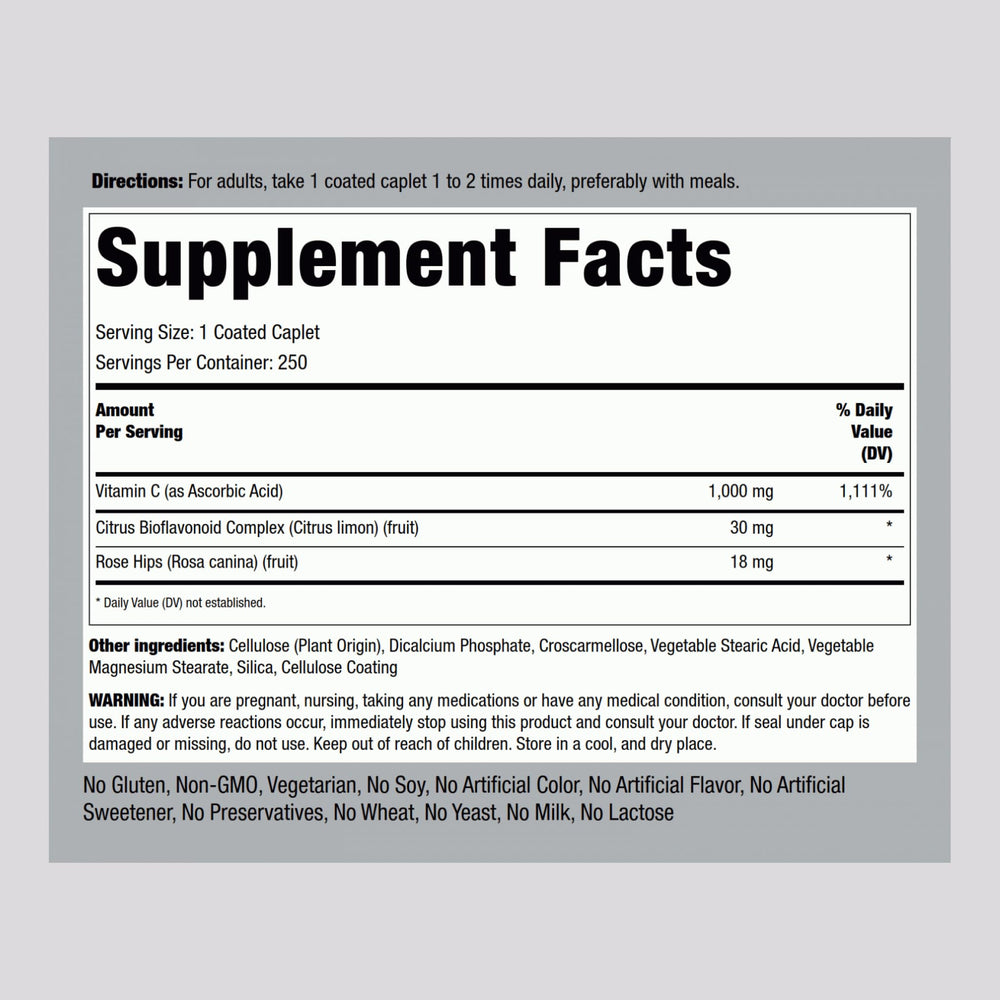 Coated Vitamin C caplets close-up