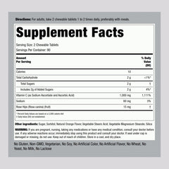 Bottle of Piping Rock Vitamin C Chewable 1000mg orange flavor