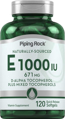 Piping Rock Vitamin E 1000 IU Softgels bottle front view