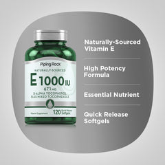 Gluten-free and Non-GMO Vitamin E supplement packaging